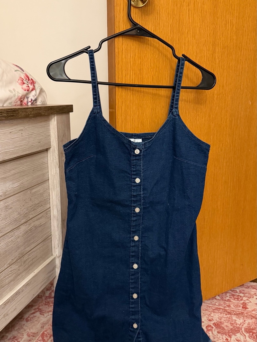 Women’s Dark Blue Denim Button-Front Slip Dress